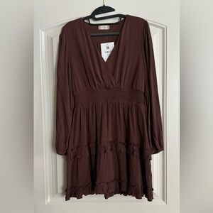 NWT Altar’d State V-neck Brown long sleeve dress